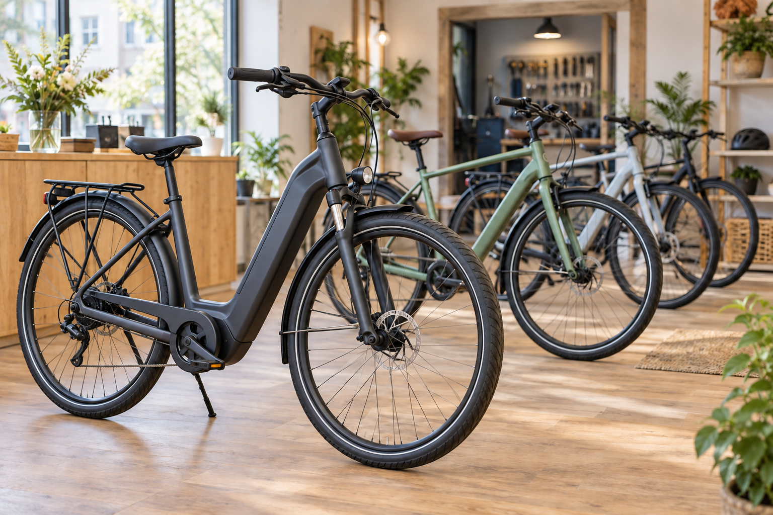 Illustrative view of a bicycle shop