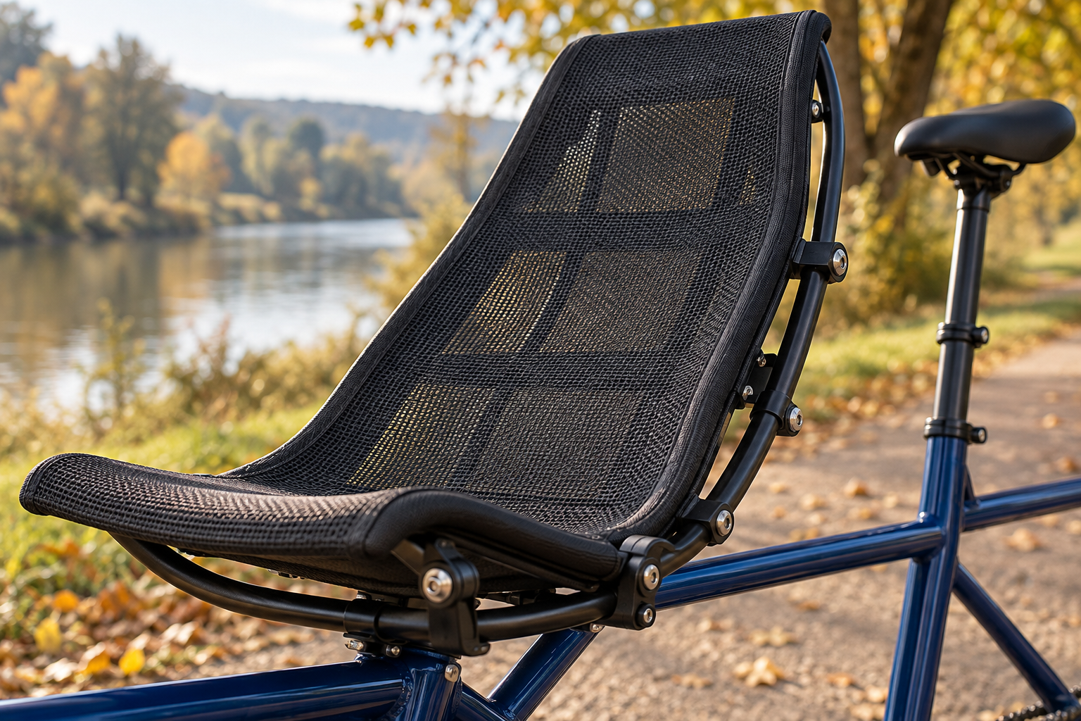 A semi-recumbent tandem seat and rear saddle detail — an illustrative image.