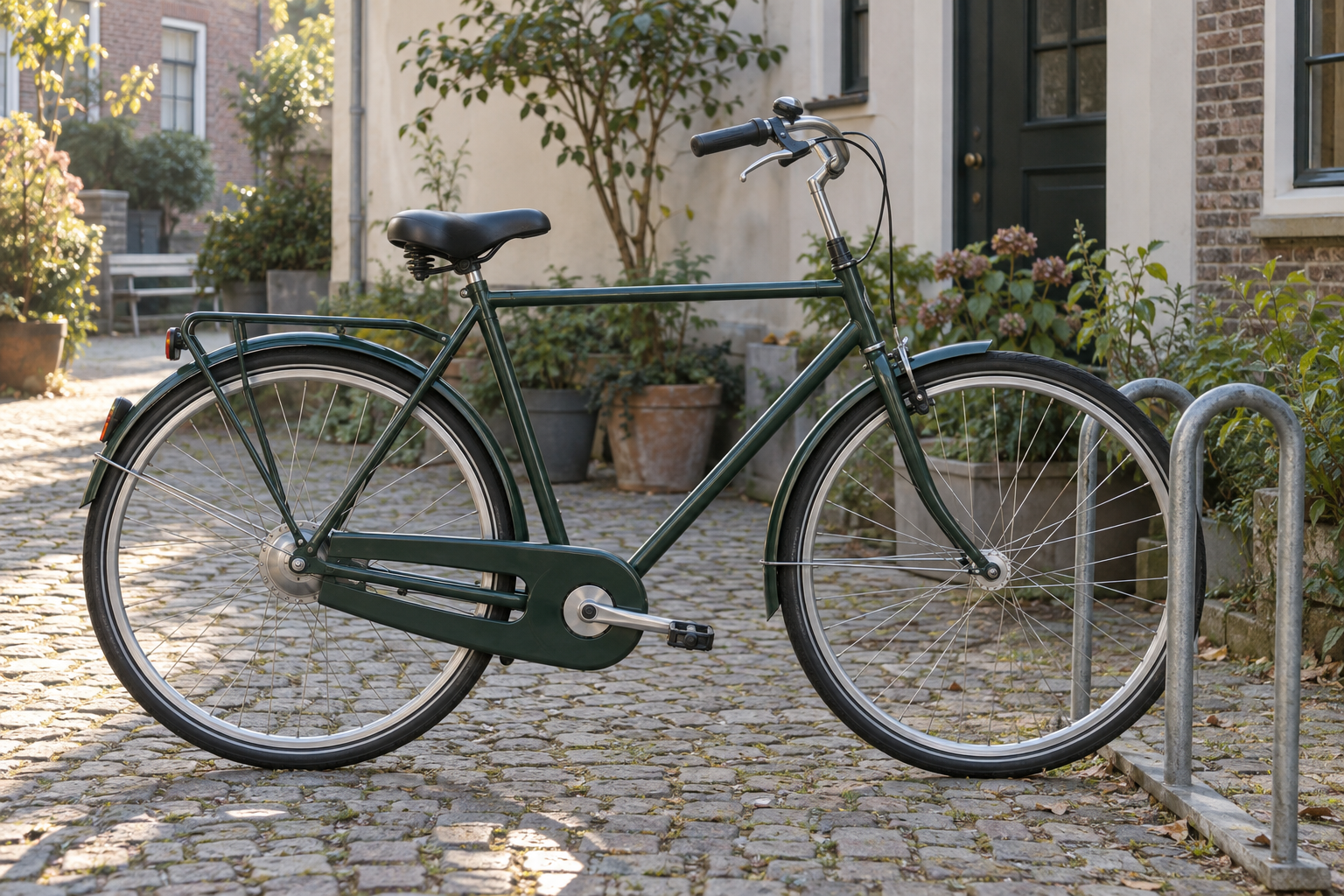 City bicycle illustration; no specific Shimano model is depicted.